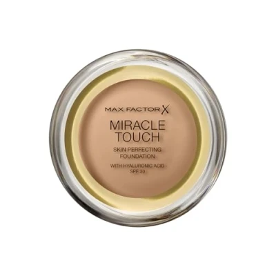 Imagen de Max Factor Miracle Touch Foundation Base de maquillaje nueva y mejorada, SPF 30 ácido hialurónico, color beige arena 78