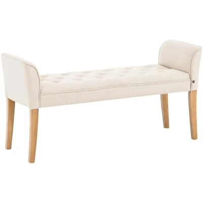 Imagen de Chaise Longue Cleopatra con Tapizado de Tela I Banco Largo Acolchado en Estilo Chesterfield Silla Larga Color:, Color:Crema, Color del Marco:Envejecido Claro