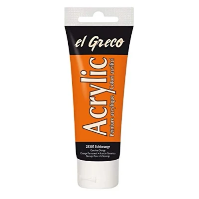 Imagen de KREUL 28305 Acrílico El Greco, Tubo de 75 ml Color Naranja auténtico, Pintura acrílica Brillante Alta pigmentación en Calidad Estudio, pintable como Mantequilla, para empaste