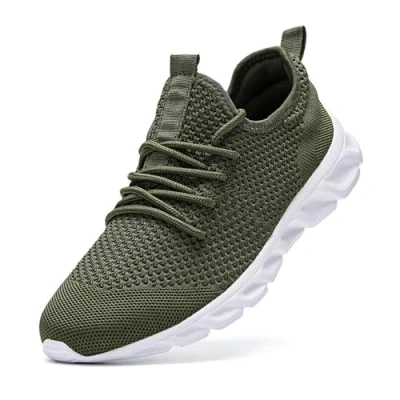 Imagen de Zapatillas de Running para Hombre Casual Tenis Asfalto Zapatos Deporte Fitness Gym Correr Gimnasio Deportives Transpirables Seguridad Atlético Trekking Bambas Plataform Sneakers Verde 45 EU