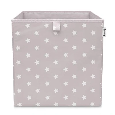 Imagen de Lifeney Caja de almacenaje con Dibujo Estrellas en Gris Claro I Juguetes Apta para Estanterías Cubo la Habitación los Niños33x33x33 cm