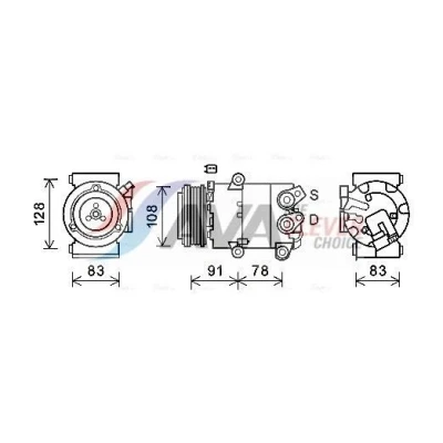 Imagen de AVA COOLING SYSTEMS FDAK621 compresor de Aire Acondicionado VS16X 12V PAG 46 R134a con aceite PAG, acoplamiento magnético, sin diodo