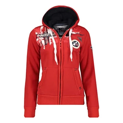 Imagen de Geographical Norway Fespote Lady Sudaderas Mujer Con Capucha Y Bolsillos Sudadera Manga Larga Chaqueta Caliente Cremallera Jersey Mujeres Primavera Verano Otoño Invierno (Rojo L)