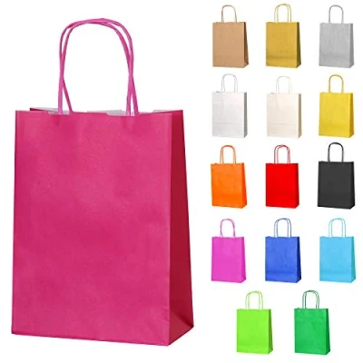 Imagen de Thepaperbagstore 10 Bolsas De Papel Para Fiestas Y Regalos, con Asas Retorcidas Fucsia 180x220x80mm