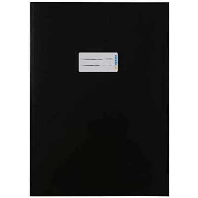 Imagen de HERMA 19745 cuaderno de cartón (DIN A4, con etiqueta para escribir, papel estable y extrafuerte, protector escolar), color negro