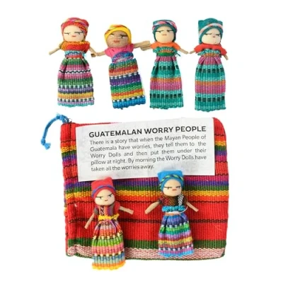 Imagen de 6 Muñecos Quitapenas con Bolsa Comercio Justo de Guatemala