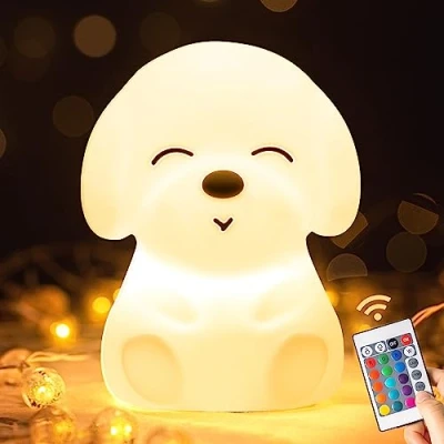 Imagen de One Fire Perro Luz Nocturna Infantil, Recargable Quitamiedos Infantil,16 Colores LED Lámpara táctil de Niño para Habitación, Lampara Noche Decoracion Regalo Bebe Navidad