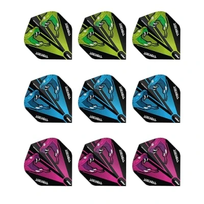 Imagen de RED DRAGON Peter Wright Snakebiet Transparente Paquete de selección Plumas Dardos Estándar Extra Gruesos 3 Juegos por (9 vuelos en Total)