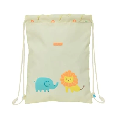 Imagen de Safta PREESCOLAR SELVA Mochila Saco Plano Junior, Fácil Limpieza, Mochila, Ideal para Niños de Diferentes Edades, Cómoda y Versátil, Calidad Resistencia, 26x1x34 cm, Color Blanco Roto