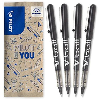 Imagen de PILOT Flowpack 4uds Bolígrafo Roller tinta líquida V Ball 05 punto Fino negro