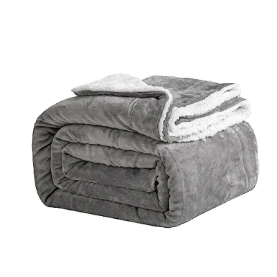 Imagen de Good Nite Mantas 150x200cm, Manta y Colchas, para Sofa, de Franela Sherpa Gruesa Invierno Blanket (Gris)