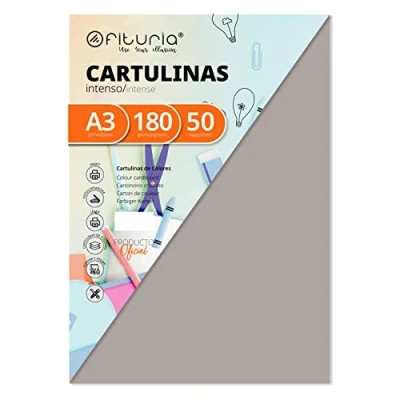 Imagen de Pack 50 Cartulinas Color Gris Tamaño A3 180g