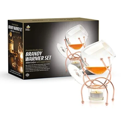 Imagen de Bar Amigos Calentador de brandy y coñac con velas té, portavelas soporte cobre