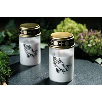 Imagen de Novaliv velas para tumba blancas con 2 de luz LED tumbas batería, vela conmemorativa tumba, eterna, luto