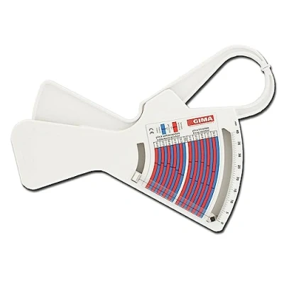 Imagen de GIMA Plicómetro FAT 1, Instrumento para medir la grasa corporal, Garra de medición los pliegues cutáneos, Kit Manual multilingüe (IT)