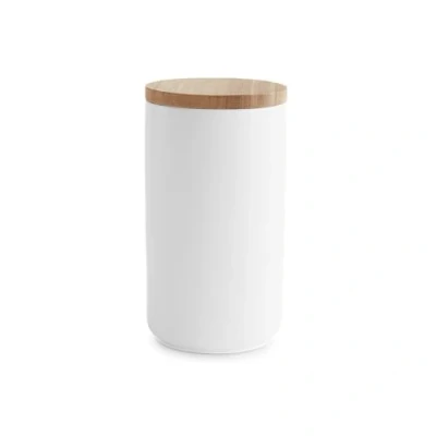 Imagen de SPRINGLANE Botes de cerámica con tapa madera Sweet Scandi blanco 10,1 x 18,3 cm