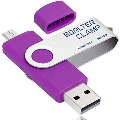 Imagen de 32GB Memoria USB de Doble Puerto, BorlterClamp Unidad Flash Puerto Micro USB, OTG Memory Stick Pendrive para Smartphones, Tabletas y Computadoras (Morado)