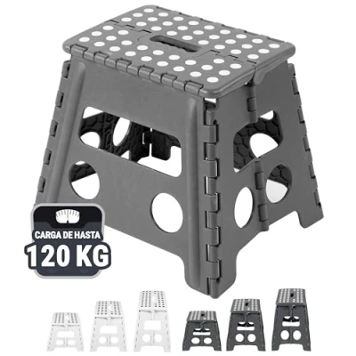 Imagen de ZOLLNER Taburete plegable multiusos portátil, 30 cm altura, hasta 120 kg, gris