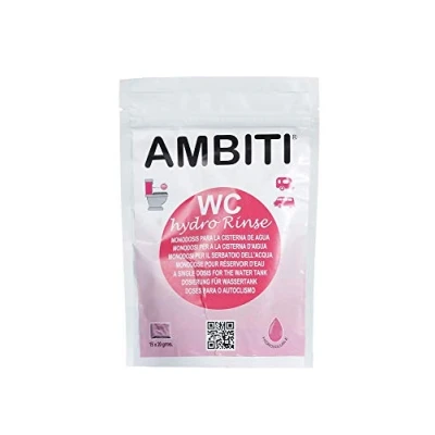 Imagen de Ambiti Hydro Rinse Aditivo Perfumado para la Cisterna del WC Desinfectante Taza Portátil, Cassetes Higiene y Protección Fragancia Agradable a Piña Colada 15 Monodosis Hidrosolubles