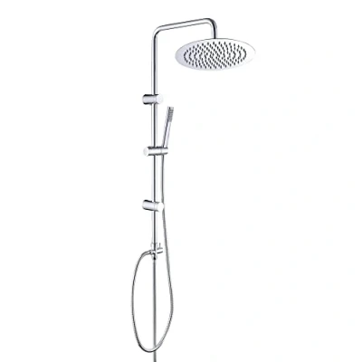 Imagen de Görbach Columna Ducha Hidromasaje sin Grifo Barra en Acero Inoxidable de Altura Adjustable Set con Mano y Alcachofa Rociador Superior INOXI D25cm