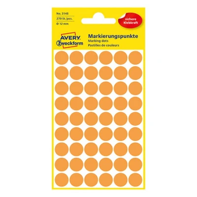 Imagen de Avery Zweckform 3147 puntos de marcado 5 Blatt, 270 Etiketten naranja brillante