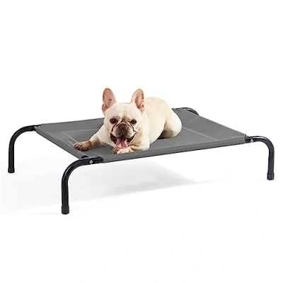 Imagen de Bedsure Cama Elevada para Perros Pequeña e Impermeable con Malla, de Exterior Viajes y Jardín, Gris, 87x63x20 cm