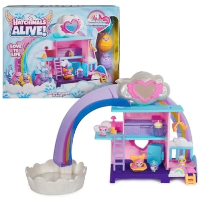 Imagen de HATCHIMALS Alive, Escenario Hatchi Nursery con 4 Minifiguras en Huevos Que se rompen Solos y 13 Accesorios, Juguetes para niños niñas a Partir de 3 años