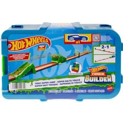 Imagen de Hot Wheels Track Builder Pack Salto tóxico Pista para Coches de Juguete, Incluye 1 vehículo, 6 años (Mattel HKX47)