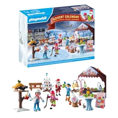 Imagen de PLAYMOBIL Christmas 71472 Calendario de Adviento: Viaje al Mercado navideño, 24 sorpresas, Incluidas Cuatro Figuras, Adviento 2024, Juguetes para niños y niñas a Partir 4 años