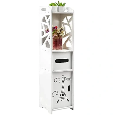 Imagen de MAYMA Muebles de baño y aseo, armario baño, estante inodoro, blanco, mueble estrecho, almacenamiento tejidos, 20 x 80 cm