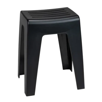 Imagen de WENKO Taburete de baño Kumba, diseño Moderno Fabricado con plástico sólido, soporta hasta 120 kg, Ideal para y aseos Invitados (An. x A P) 38 47 32 cm, Negro