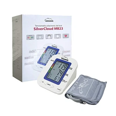 Imagen de Tensiómetro de Brazo digital SilverCloud MB23 con pantalla LCD, alarma por voz, frecuencia cardíaca, para el control la hipertensión