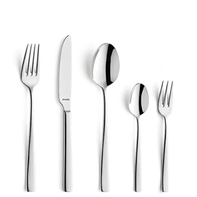 Imagen de Amefa 1316 Fresh Cubertería para 12 personas, 60 piezas, acero inoxidable, apto lavavajillas, cubiertos de comedor,