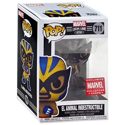 Imagen de Funko Pop! Marvel Collector Corps Exclusive Lucha Libre #711 B &amp; W El Animal indestructible con estuche acrílico gratis
