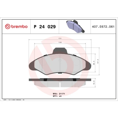 Imagen de BREMBO P 24 029 Juego de pastillas freno excl. contacto avisador desgaste sin accesorios FORD: Escort 5 Limousine, 6,