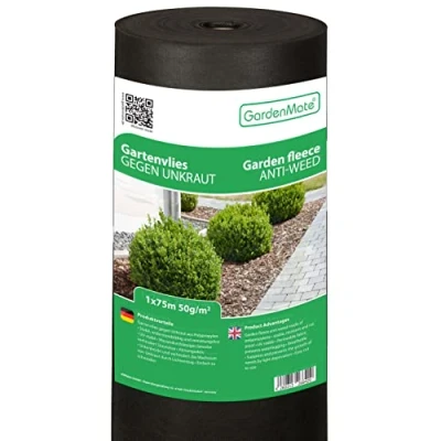 Imagen de GardenMate Malla geotextil de 1 m x 75 y 50 g/m² Rollo Resistente para Malas Hierbas Estabilizada contra UV Permeable al Agua = m²