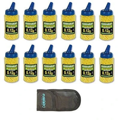 Imagen de Outletdel ocio Pack 12 Biberónes 2000 balines PVC para Airsoft. Calibre 6mm 0,12 gr (Total 24000 Bolas) + Funda Portabalines