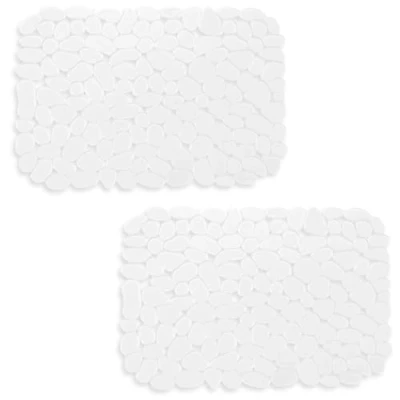 Imagen de Echehi Paquete de 2 Protector Fregadero, 40 x 30 cm Fregadero Cocina Corte DIY, Alfombrilla Drenaje Rápido para Platos, Cristalería, Verduras. Transparente