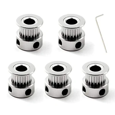 Imagen de Juego de poleas temporizadoras GT2 20 dientes Agujero 6.35 mm con llave para impresora 3D Correa dentada 6 ancho (paquete 5)