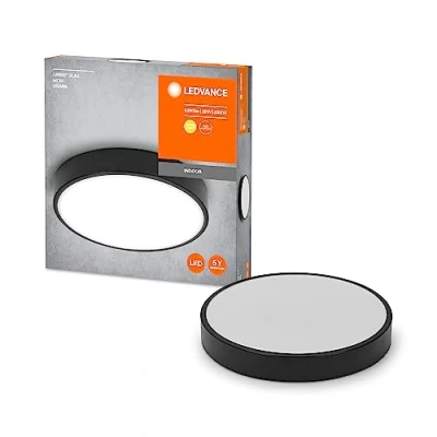 Imagen de LEDVANCE ORBIS Slim Moia LED Deckenleuchte 280mm, schwarz, 20W, 2200lm, warmweißes Licht, sehr homogene Lichtverteilung, lange Lebensdauer, fest verbautes Modul, rund, IP20 Schutzklasse, 3000K