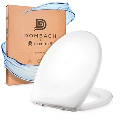 Imagen de Dombach® Kaiana Premium Tapa WC Universal (Blanco, Ovalada, Duroplástico) Cierre Automático y Suave, Desmontable, Amortiguada, Inodoro completo, Taza WC, Funda Dura