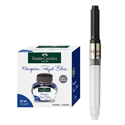 Imagen de Faber Castell 205034 Juego de tinta azul real con tintero 30 ml y convertidor para pluma e motion/ambition