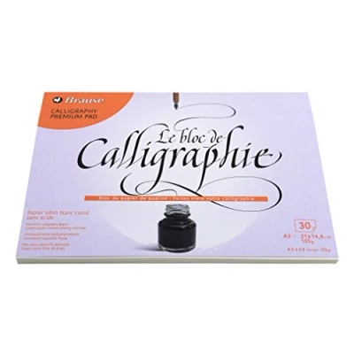 Imagen de Clairefontaine ES Brause 96438B Un bloc encollé de calligraphie 30 feuilles vélin blanc cassé 14,8x21 cm 125g