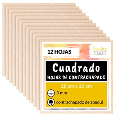 Imagen de Creative DECO 12 x 20x20cm Tablero Madera Manualidades Contrachapado 200 3 mm (+/ 0.5mm) Chapa Maciza Abedul Maderas para Bricolaje Material de Construcción