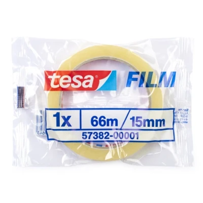 Imagen de tesa film standard, Cinta Adhesiva Multiuso Transparente para el Hogar, la Oficina y Escuela, 66 m x 15 mm, 10 Piezas