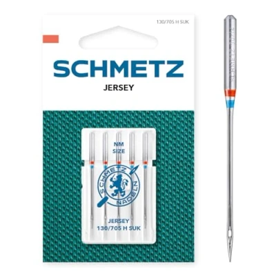 Imagen de SCHMETZ Agujas para máquinas de coser 5 jersey 130/705 H SUK Grosor aguja 70/10 Indicadas trabajos con tejidos punto y