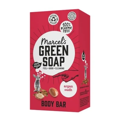 Imagen de Marcel&#039;s Green Soap Barra de ducha Argan &amp; Oudh 97% biodegradable 100% vegano libre plástico 150 g