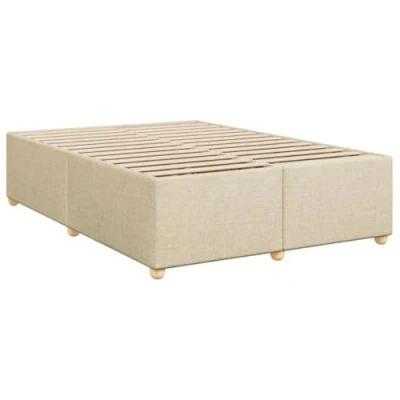 Imagen de vidaXL Cama sin colchón Tela Color Crema 140x190 cm, Marco de Cama, somier, Plataforma, Marcos Muebles Dormitorio