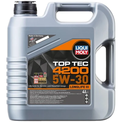 Imagen de Liqui Moly Top Tec 4200 5W 30 4L Aceite de motor 3715 BMW: 3 Berlina, 5 Coupé, VOLKSWAGEN: Golf 4, 5, 7