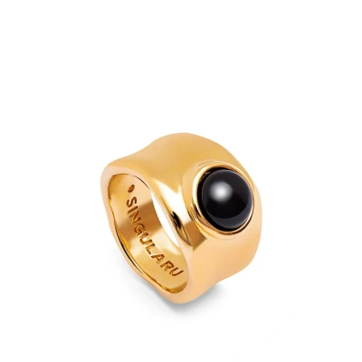 Imagen de Singularu Anillo MY ONYX Anillo, Mujer, Talla: 50, Oro con piedra onix